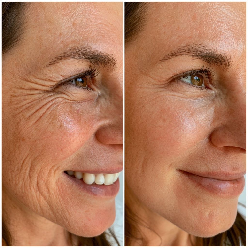 Client facial-expression before-and-after comparison